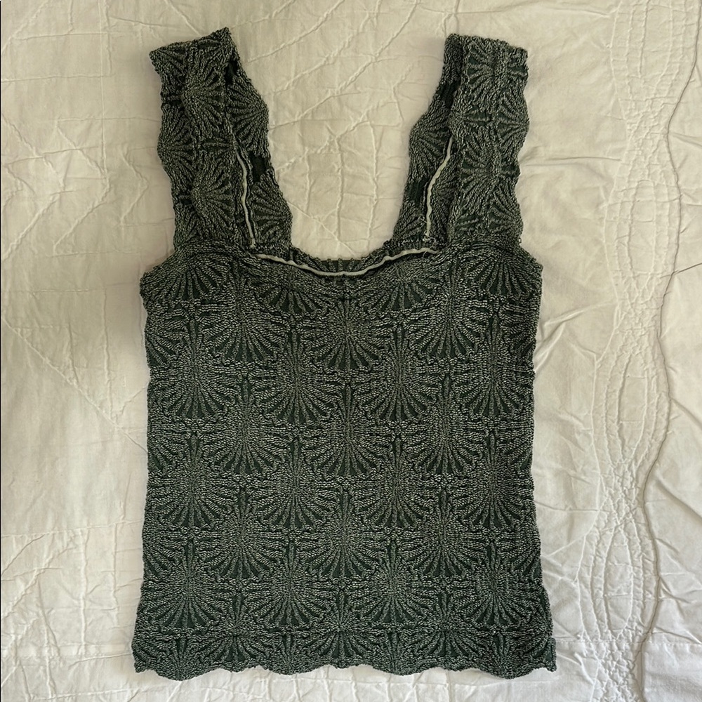 Free People Green Textured Love Letter Cami